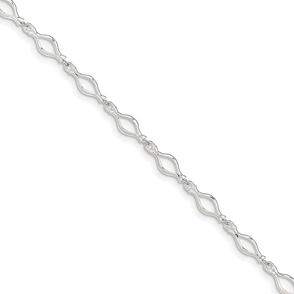 925 Sterling Silver 6mm Solid Polished Fancy Link Chain Anklet