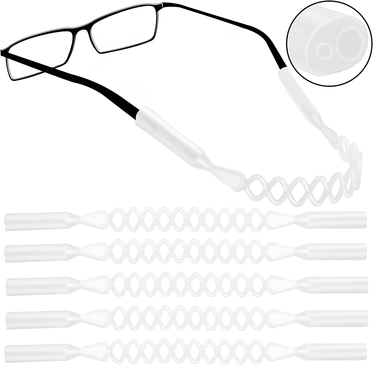 Premium Silicone Eyeglass Straps（5PCS), Upgraded Antislip Glasses