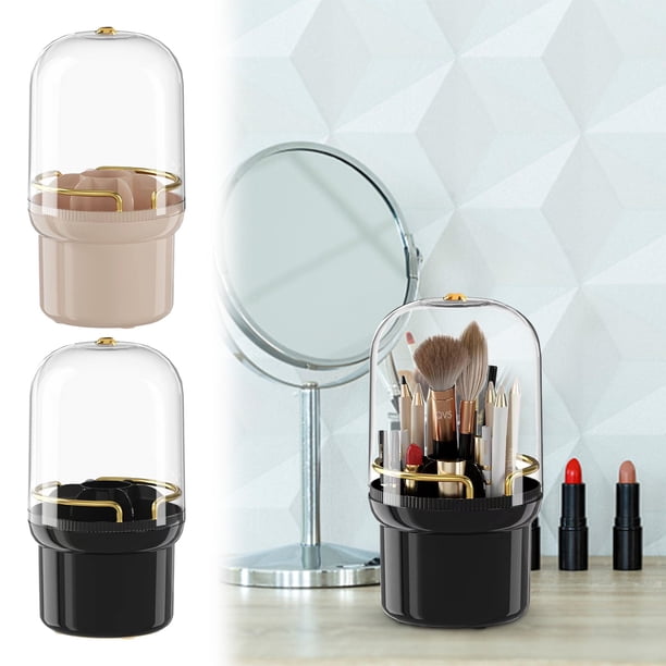 Cubo para brochas de maquillaje, lápiz labial, huevo de maquillaje, caja de almacenamiento giratoria para cosméticos, tocador, cubo de almacenamiento de escritorio, lápiz de cejas y cilindro para