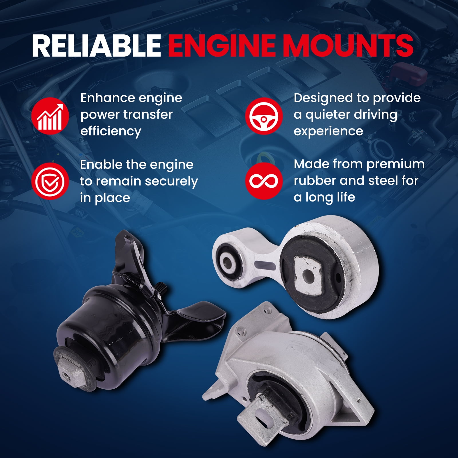 MOCA AUTOPARTS Engine Motor and Transmission Mount Kit Fit for 2006-2009 Ford Fusion L4 2.3L & 2006-2009 Mercury Milan L4 2.3L