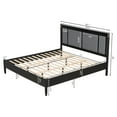 thumbnail image 5 of Christopher Knight Home Solid Wood King Bed Frame with Upholstered Headboard and High Base, Black+Dark Gray, 5 of 8