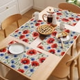 thumbnail image 5 of Red Blue Flowers Placemats Set of 12 Patriotic Poppy Floral Summer Country Place Mats Indoor Wipeable Table Mats Washable Cloth Dining Table Placemats for Kitchen Holiday Party Home Decor 13x19 Inch, 5 of 9
