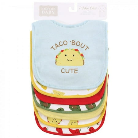 Hudson Baby Infant Girl Cotton Bibs, Tacos, One Size