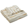 thumbnail image 4 of LR Home Talia Yellow/Ivory Striped Lightweight Cotton Blend Embroidered Throw Blanket, 50" x 60", 4 of 12