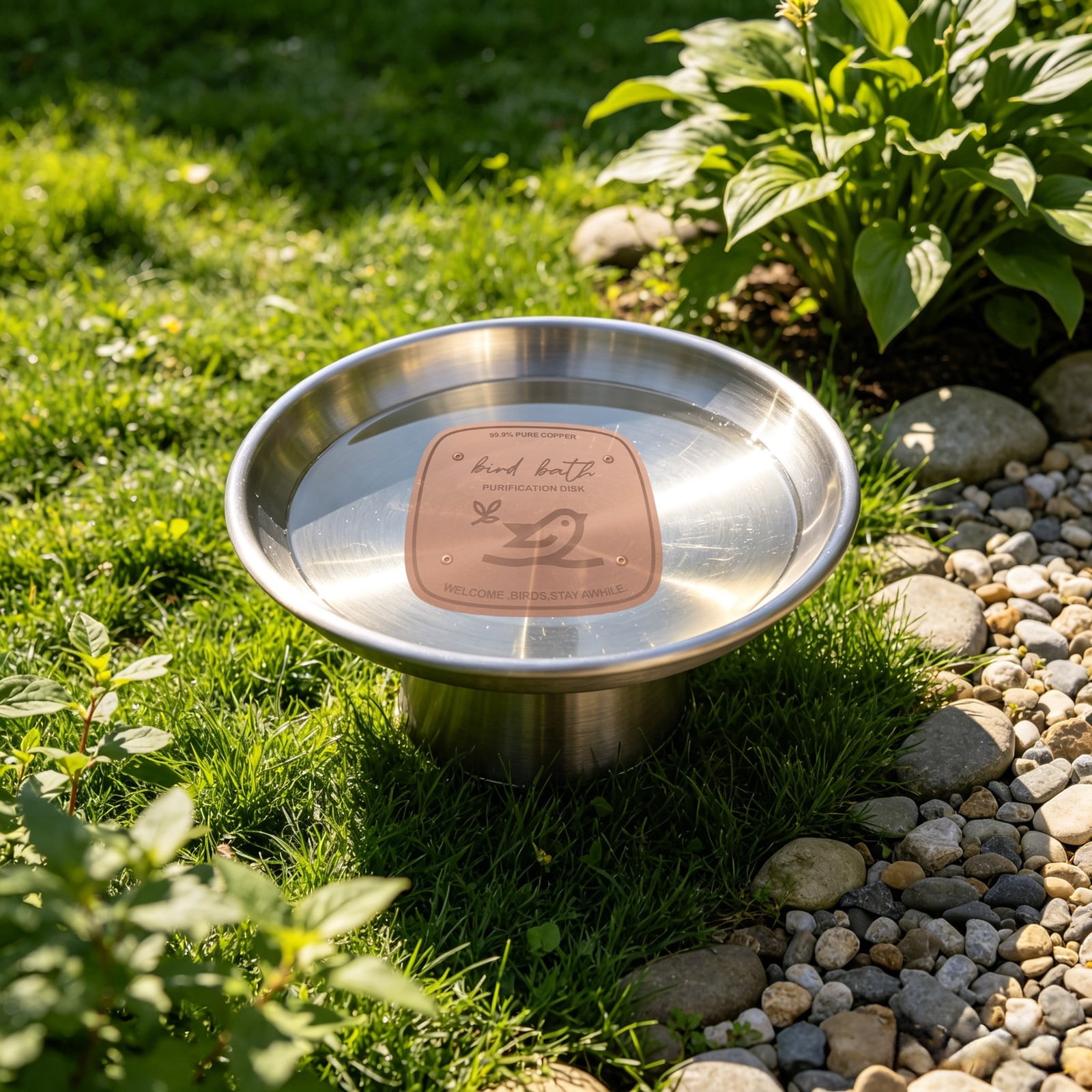 UJMNHYGT Bird Bath Copper Disk, Reinforced Pure Copper Disk for Physical Safe Clean Water All-Season, Universal Fit for Outdoor Birdbaths Bowl with Point Support Bird Bath Solar
