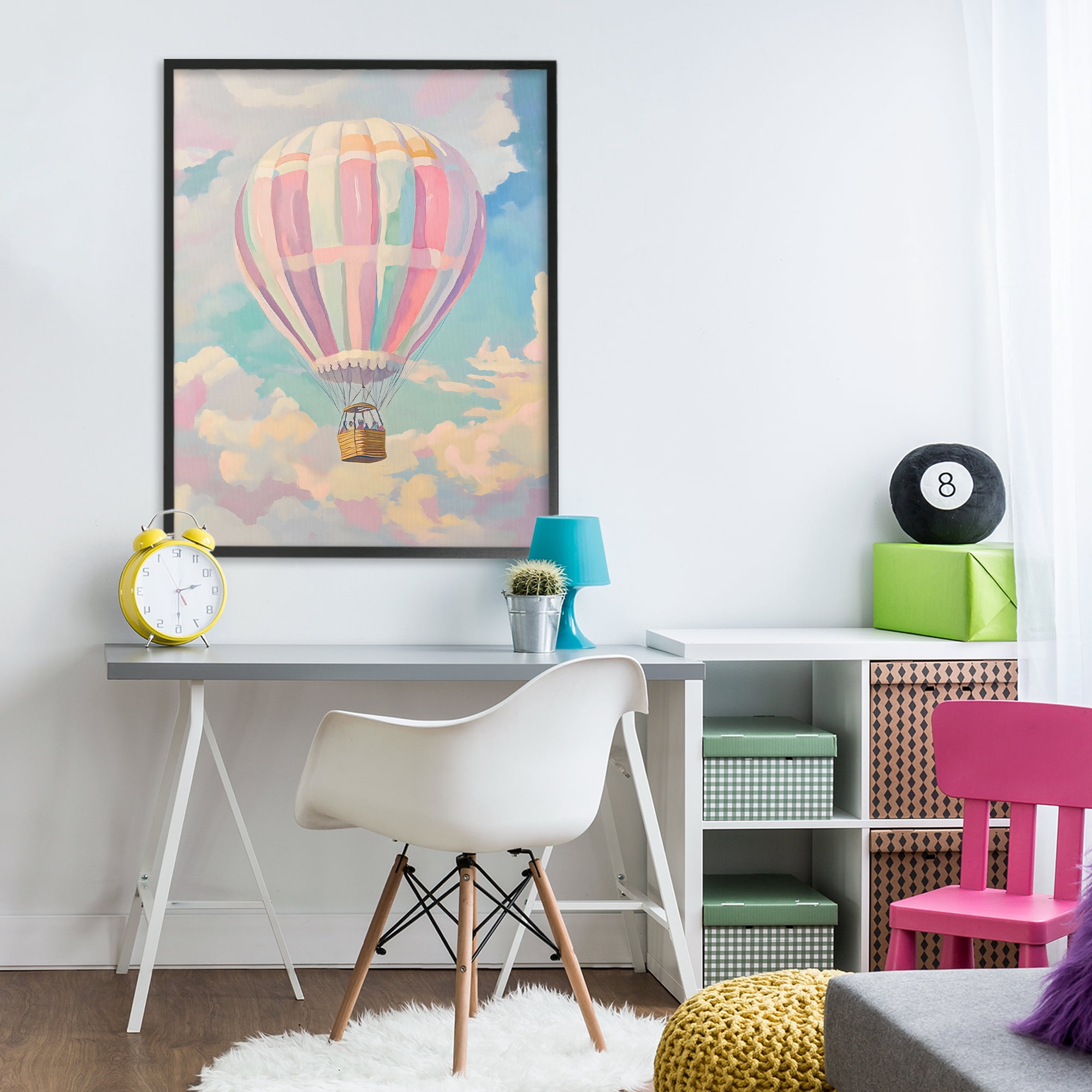 Stupell Industries Pastel Hot Air Balloon Black Framed Giclee Art, design by The Prints Vibe