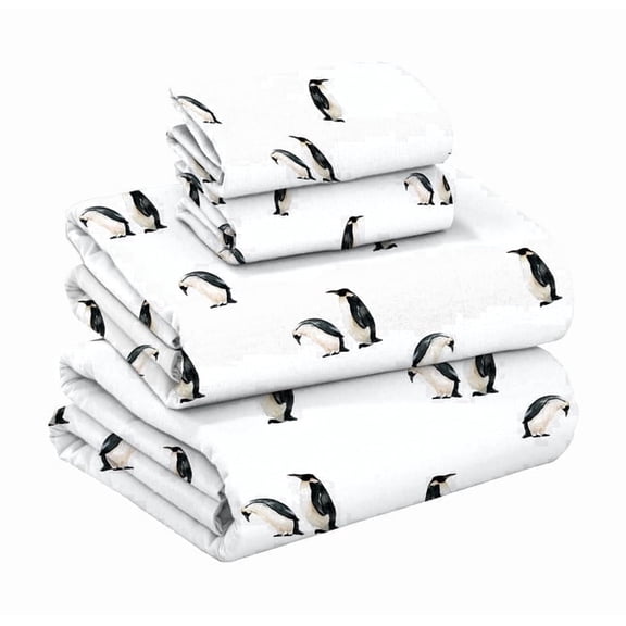 RUVANTI Flannel Sheets Queen Size - GOTS Certified 100% Organic Cotton, 4 Piece Warm, Soft & Breathable Set, Deep Pocket Snug Fit, Double Brushed Cozy All Season Bedding, Polar Parade