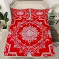 thumbnail image 2 of Manfei Female Men Red White Mandala 3pcs Twin Sheet Sets,Bohemian Theme Twin Fitted Sheet,Exotic Style Breathable Flat Sheet,Microfiber Bedroom Decor, 2 of 7