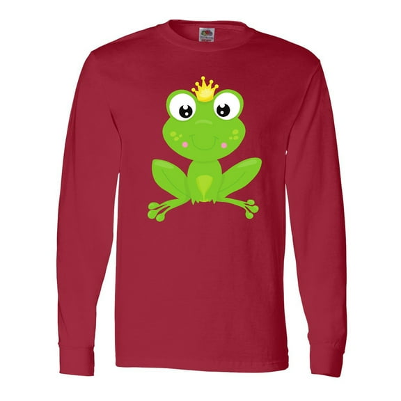 Inktastic Cute Frog, Green Frog, Crown, Frog Prince Long Sleeve T-Shirt