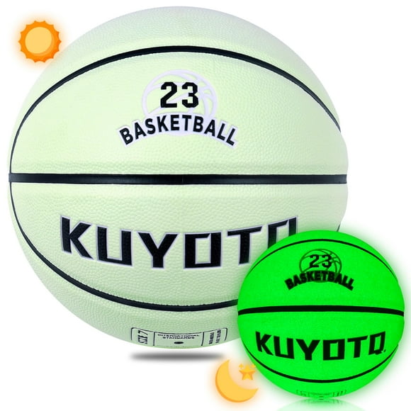 Balón de baloncesto KUYOTQ que brilla en la oscuridad, 7, 75 cm, piel compuesta