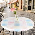 thumbnail image 3 of Watercolor Spring Elastic Fitted Round Table Cover Pastoral Check Waterproof Outdoor Tablecloth for Holiday Party, Picnic, Patio & Dining Fits Tables Up to 36"-44", 3 of 8