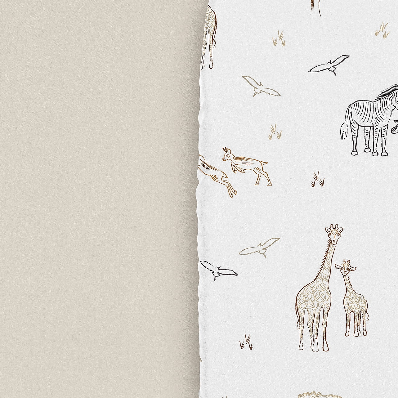 Sweet Jojo Designs Serengeti Animals Taupe Grey Beige Baby Bassinet Fitted Sheets 2 Piece Set