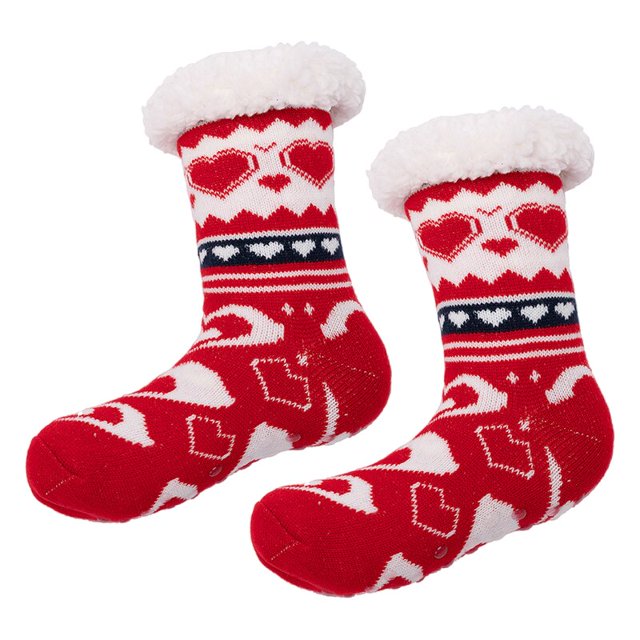 Calcetines de invierno con empuñaduras para mujer, medias antideslizantes, súper gruesas, suaves, peludas, térmicas, cálidas y acogedoras, forradas de forro polar, para el hogar y Navidad