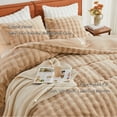 thumbnail image 6 of EMME Faux Fur Duvet Cover Queen Size, 3 Pieces Ultra Soft Fluffy Comforter Cover, Cozy Warm for Winter, Luxury Elegant Shaggy Bubble Bedding Sets , 1 Duvet Cover & 2 Pillow Shams (Queen, Camel), 6 of 6