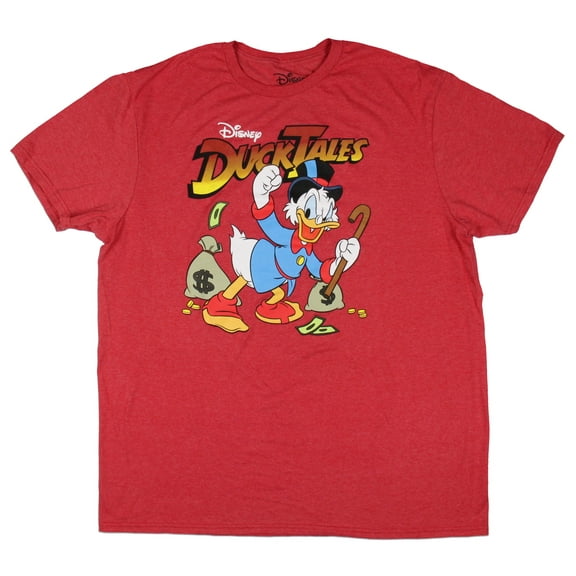 Disney Men's Duck Tales Scrooge McDuck Money Bags Red Heather T-Shirt