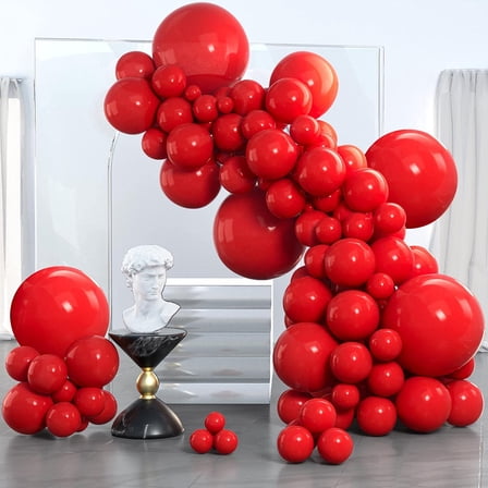 Red Balloons 140 pcs Different Sizes of 18 12 10 5 Inch Red Balloon Arch Kit Garland for Birthday Graduation Bachelorette Citizenship Anniversary Cherry Casino Theme Party Decorations