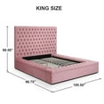 thumbnail image 3 of Cosmopolitan King Velvet Tufted Upholstered Storage Platform Bed in Pink, 3 of 9