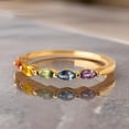 thumbnail image 2 of 14K Gold plated Multi Rainbow Sapphire Ring, Half Eternity Band Ring, wedding band Women Jewelry Stacking Matching Anniversary gift for her, 2 of 3