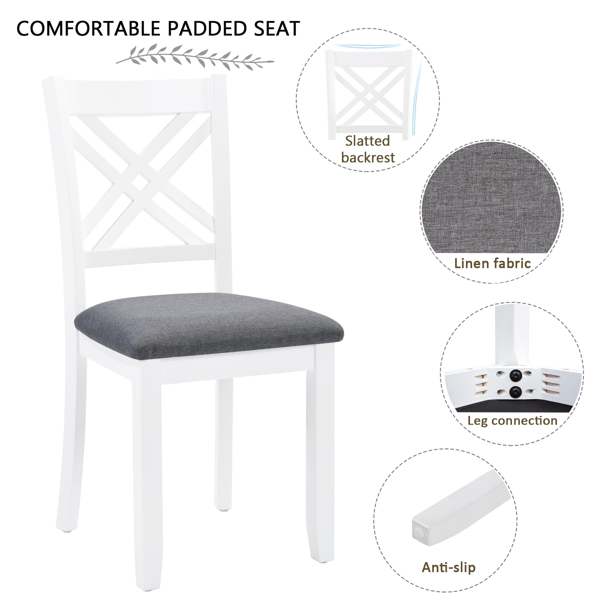 7 Piece Dining Set for 6, 58.5" Rectangular Dining Table with 6 Upholstered Chairs