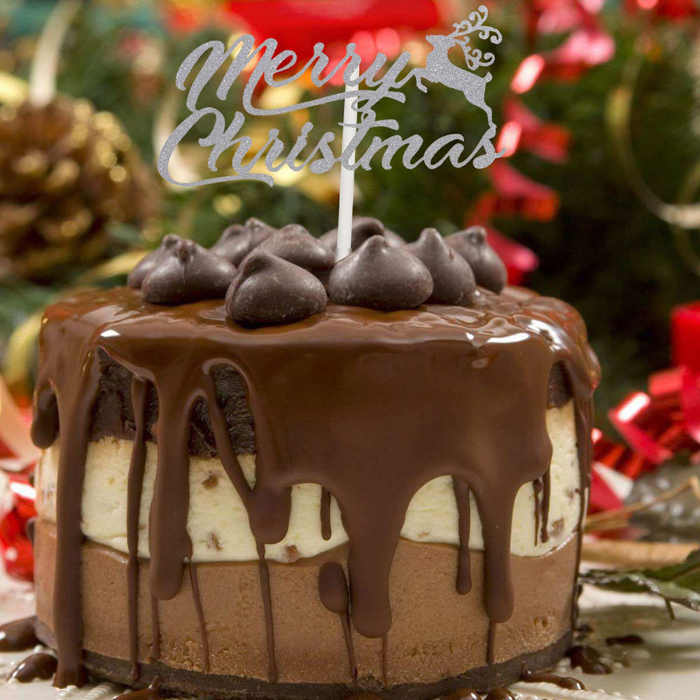 Merry Christmas Cake Toppers Set Birthday Party Decor Supplies