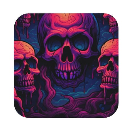 

Cauagu Purple-Red Skull for Round Coaster Drink Coasters Set of 4 Leather Bar Beer Beverage Cup Mat for Drinks for Tabletop Protection & Coffee Table Decor