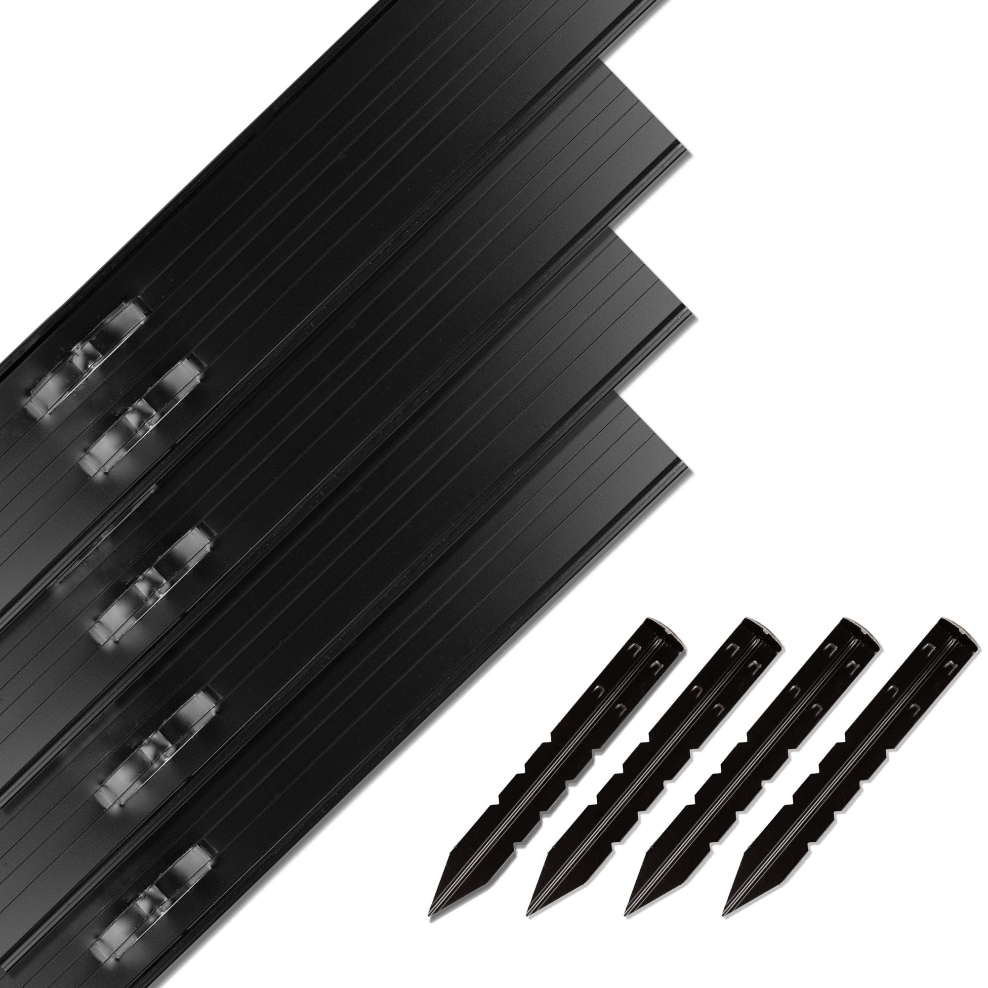 Dreamscape SlideEdge Aluminum Landscape Edging - 16 Strips, 7'10"ft Each (117.5ft Total), Black Paint - Professional Quality Landscaping Border, Metal Divider for Lawn, Garden, Flowerbed