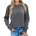 thumbnail image 3 of DDAPJ pyju Women's Corduroy Shirts Crewneck Long Sleeve Pullover Tops Lightweight Fall Sweatshirt Dark Gray M, 3 of 7