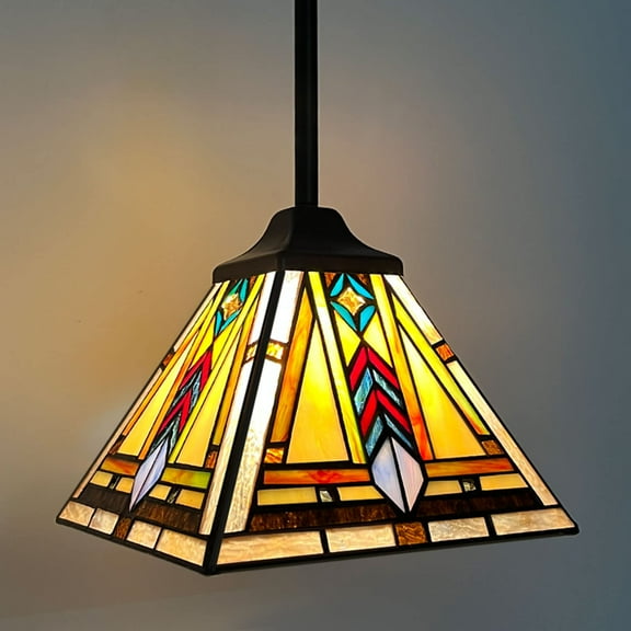 Tiffany Pendant Light Fixtures 8 inch Wide Kitchen Island Lighting Handmade Stained Glass Lamp Shade Hanging Lamp