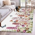 thumbnail image 3 of Area Rug for Living Room, Spring Floral Non-Slip Indoor Large Carpet for Bedroom/Dining Room, Watercolor Lavender Daisy Butterflies Botanical Washable Low-Profile Floor Mat Runner Rugs - 2.7 x 5 Ft, 3 of 7