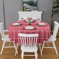 thumbnail image 2 of Red Christmas Pattern Round Tablecloth 60"x60",Wrinkle Wipeable Table Cloth for Kitchen Dining Room Picnic Patio Party, 2 of 6
