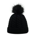 thumbnail image 4 of Clearance! Baberdicy Kids Winter Hat Toddler Knitted Pom Beanie Hat Cotton Lined Faux Cap Baby Girls Boys Hat Black, 4 of 5