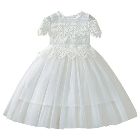 

Pimfylm Going Out Dresses For Toddler Toddler Girls Lace Dresses Baby Girl Elegant Dress Flutter Sleeve Lace Dress Party Princess Dress purified cotton White 5-6 Years