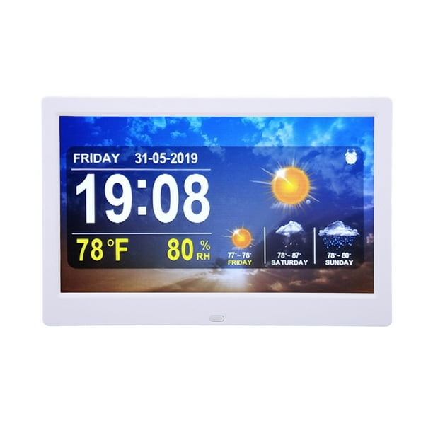 Reloj Del Clima Digital Con Temperatura Despertador Humedad, Medidor De Termómetro WiFi De 10 Pulgadas, Despertador Con Control Remoto De Control Remoto Fotos Videos