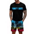 thumbnail image 3 of GrmtClth Men's Hawaii 2 Piece Outfits Tropical Crew Neck T-Shirt and Shorts Set Casual Short Sleeve Outfit Fashion Elastic Drawstring Clothing Dark Blue 4XL, 3 of 4