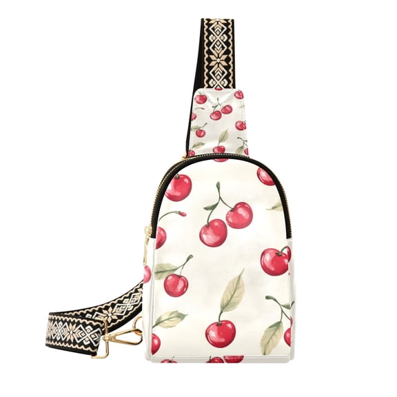 FORMRS Womens Crossbody Sling Bag Travel Daypack Shoulder Chest Backpack, Red Cherry