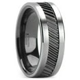 thumbnail image 3 of Helix Gear Teeth Pattern Black Ceramic And Tungsten Ring, 3 of 4