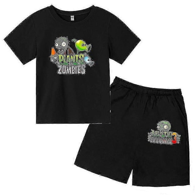 New Plants Vs. Zombies Children's Printed Short-sleeved Sports T-shirt + Shorts Set