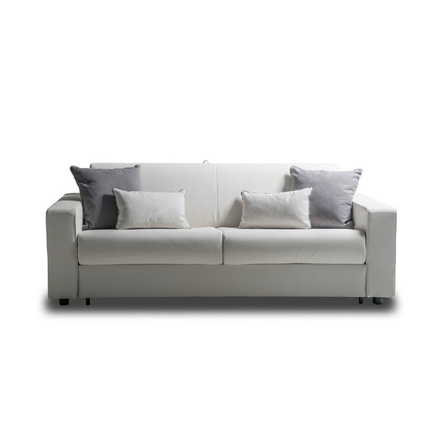 Casabianca Furniture Reserve Queen Size Sofa Bed In White Top Grain Pu Leather And Black Feet Com Casabianca Furniture Reserve Queen Size, Black Leather Sofa Bed Queen Size