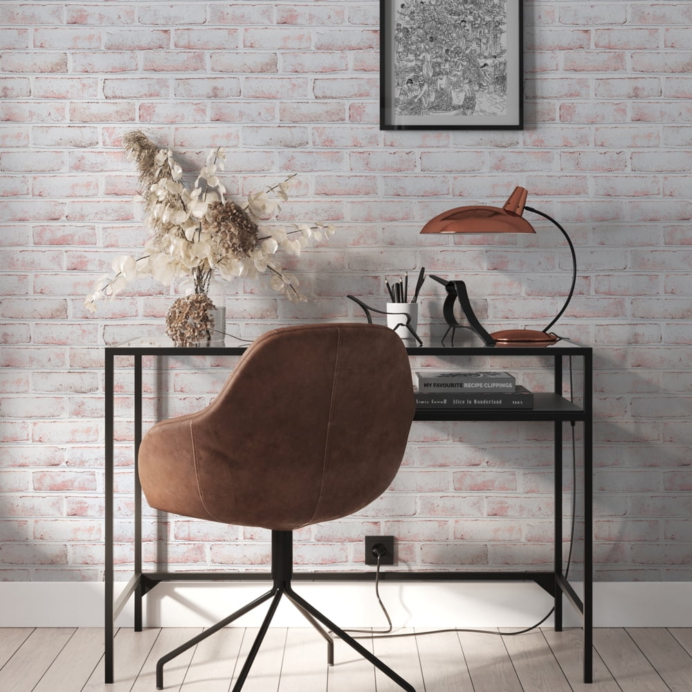 Tempaper Brick White-Washed Peel and Stick Wallpaper, 20.5" x 16.5'