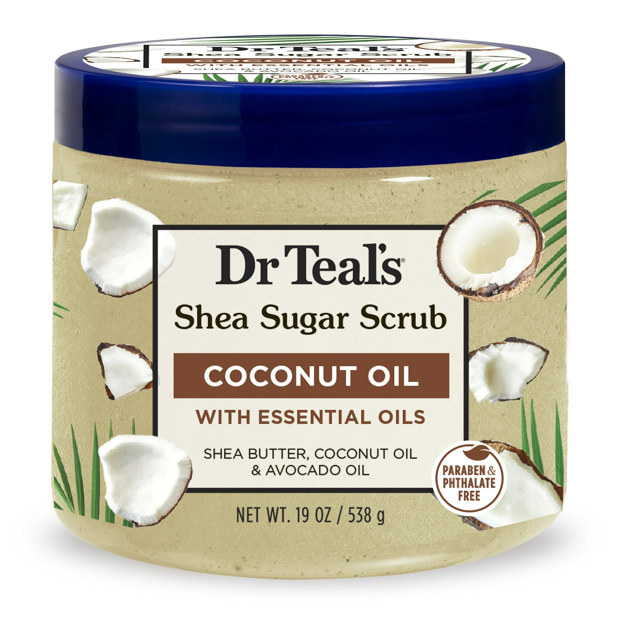 Dr Teal's Shea Sugar Body Scrub with Coconut Oil and Essential Oils, 19 oz