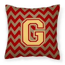 Carolines Treasures CJ1048-GPW1414 Letter G Chevron Garnet & Gold Fabric Decorative Pillow