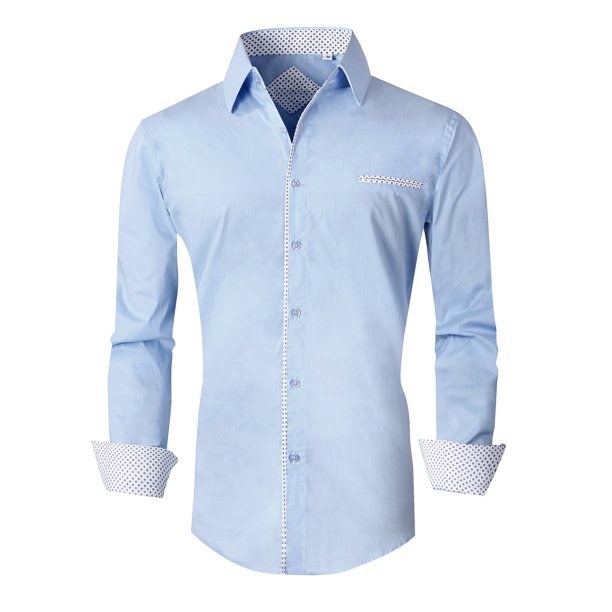 Damipow Mens Button Down Shirts Regular Fit Long Sleeve Cotton Dress