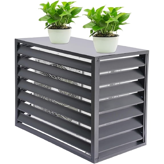 Air Conditioner Fence for Outside Units 43.31x23.62x31.5in Metal A/C Privacy Screen 4 Panels Trash Can Fence Pool Equipment Enclosure Panels Privacy Fence Screen for Outside (Gray)