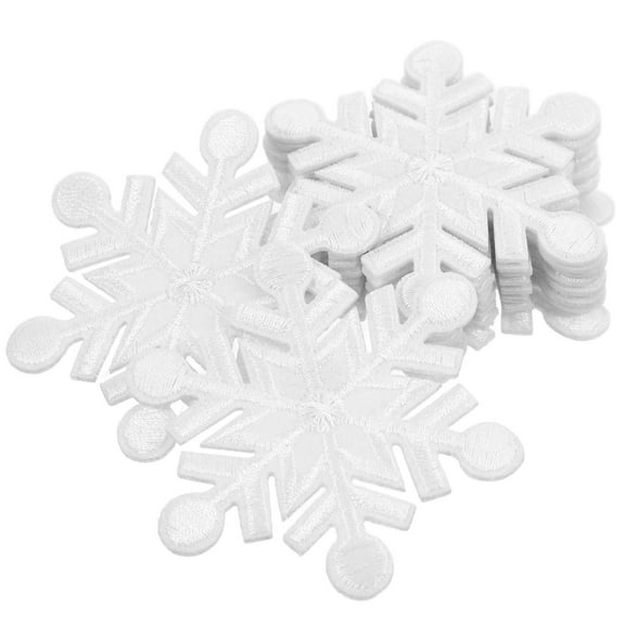 Uonlytech 10Pcs White Snowflake Cloth Patch Embroidery Sticker for Jeans Jackets