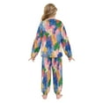 thumbnail image 3 of Fluffy Pajamas Set Fuzzy Winter Warm Pj Sets Pullover Tops and Long Pants Colorful Splashes and Brushstrokes Medium, 3 of 8