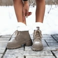 thumbnail image 2 of Dasayo Furry Women Boots Footwear Ankle Gray Chunky Lace up Slip on Low Heel Snow Shoes Women's Shoes 42, 2 of 8