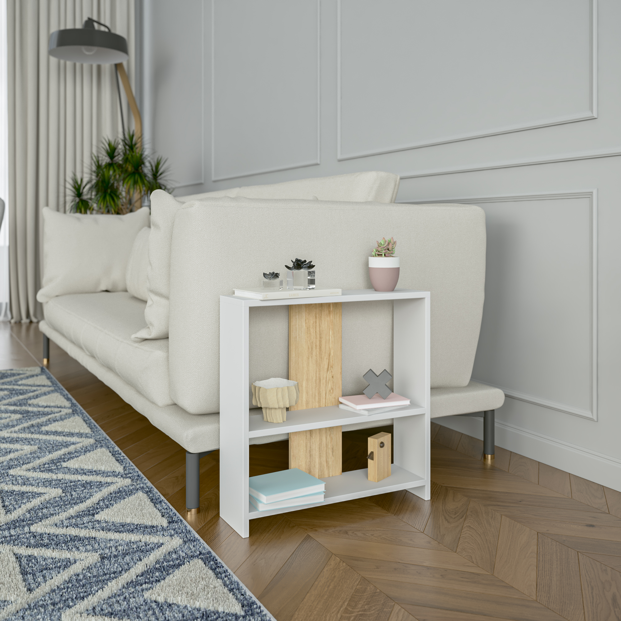 Ada Home Decor Sydney Side Table, White/Oak