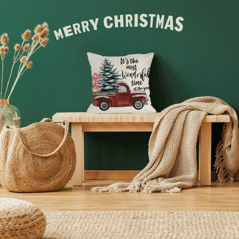 Elegant Merry Christmas Throw Pillow Cover + Pillow Insert