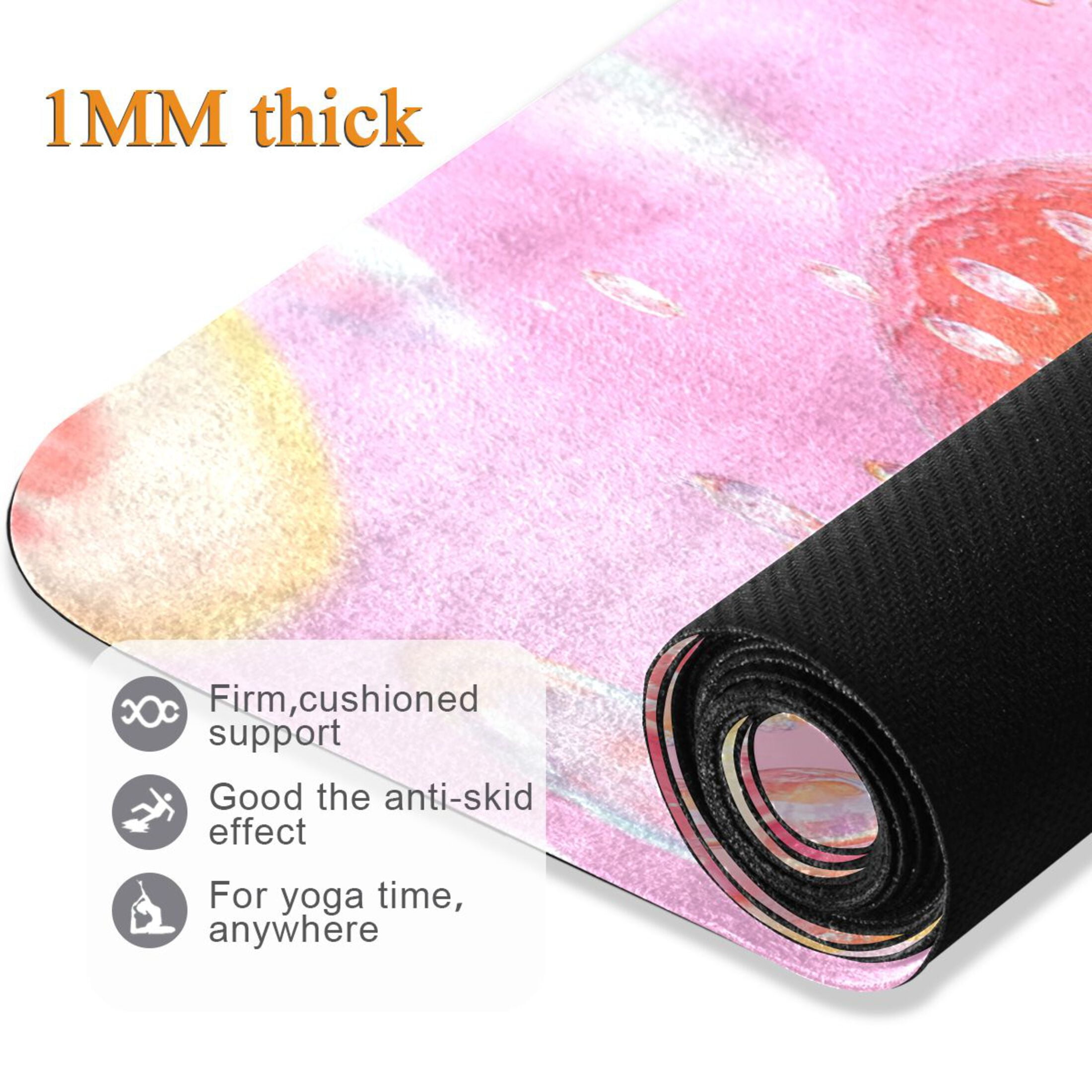 BZSMCE Yoga Mat Women Grapefruit Slices with Bubbles Fitness Mat