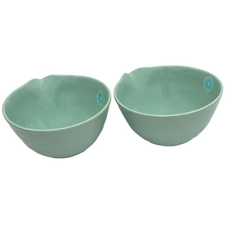 Martha Stewart 3 Piece Stoneware Duo-Tone Nesting Bowl Set in Mint and White